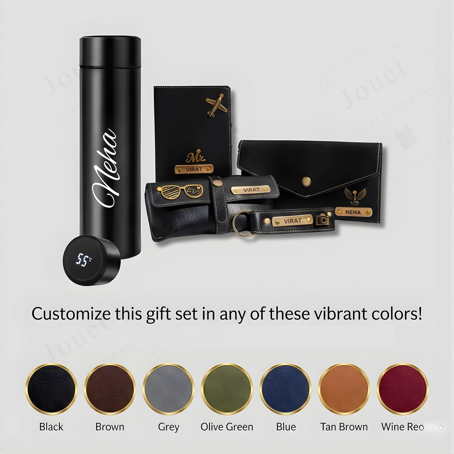 Personalized Wallet & Purse Gift Set for Women with Smart Bottle & Name Charm