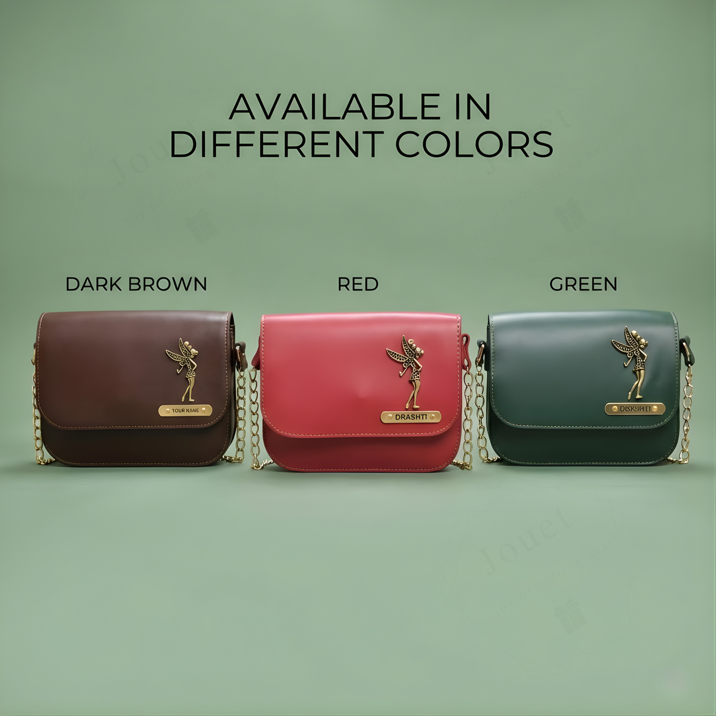 Personalized Faux Leather Sling Bag for Women with Custom Name & Charm, Mini Crossbody Bag with Chain Strap, 19.5 x 6 x 16.5 cm