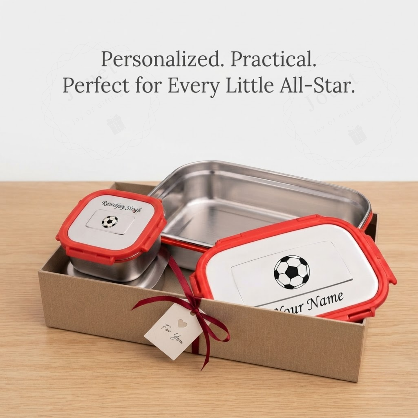 Personalized Stainless Steel Bento Lunch Box | Leakproof Clip-Lock Lid & Inner Container