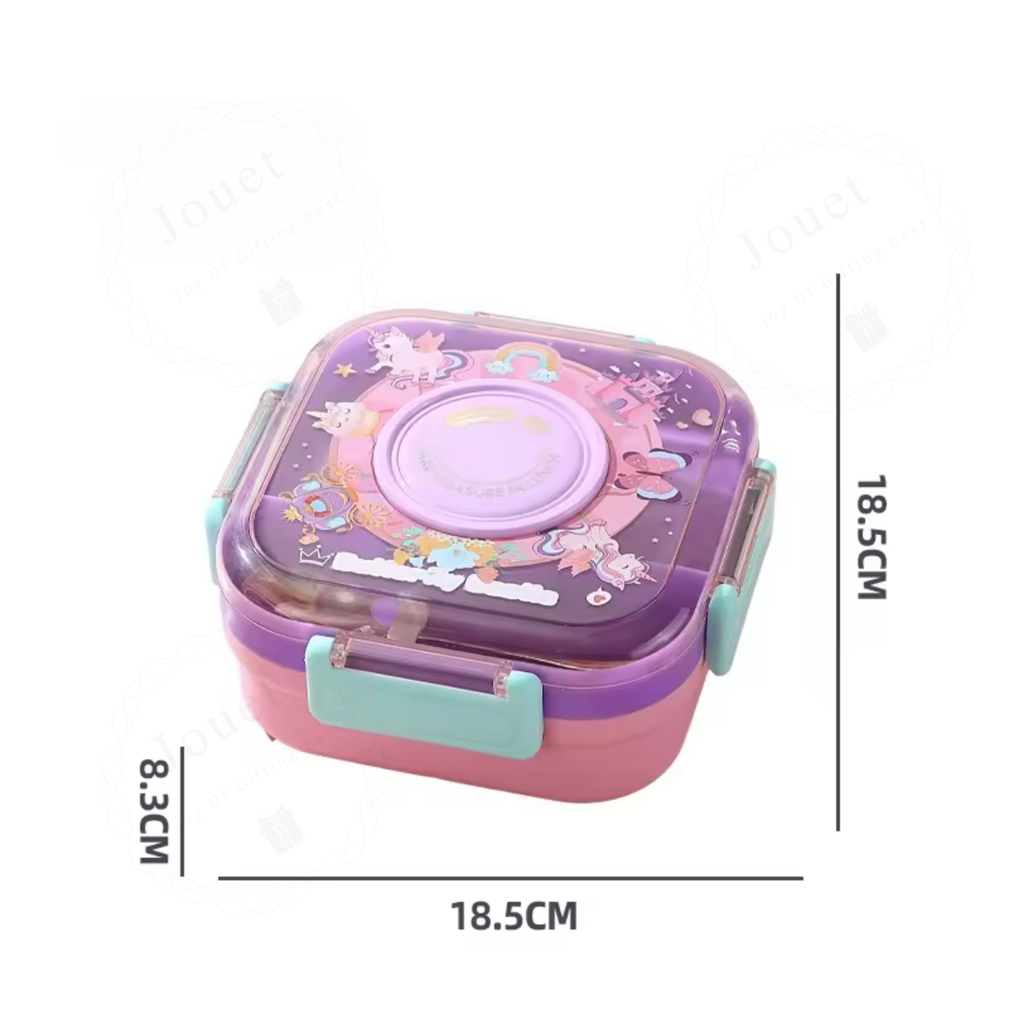 850ml Kids 3-Compartment Lunch Box with Spoon for School, Daycare & Travel