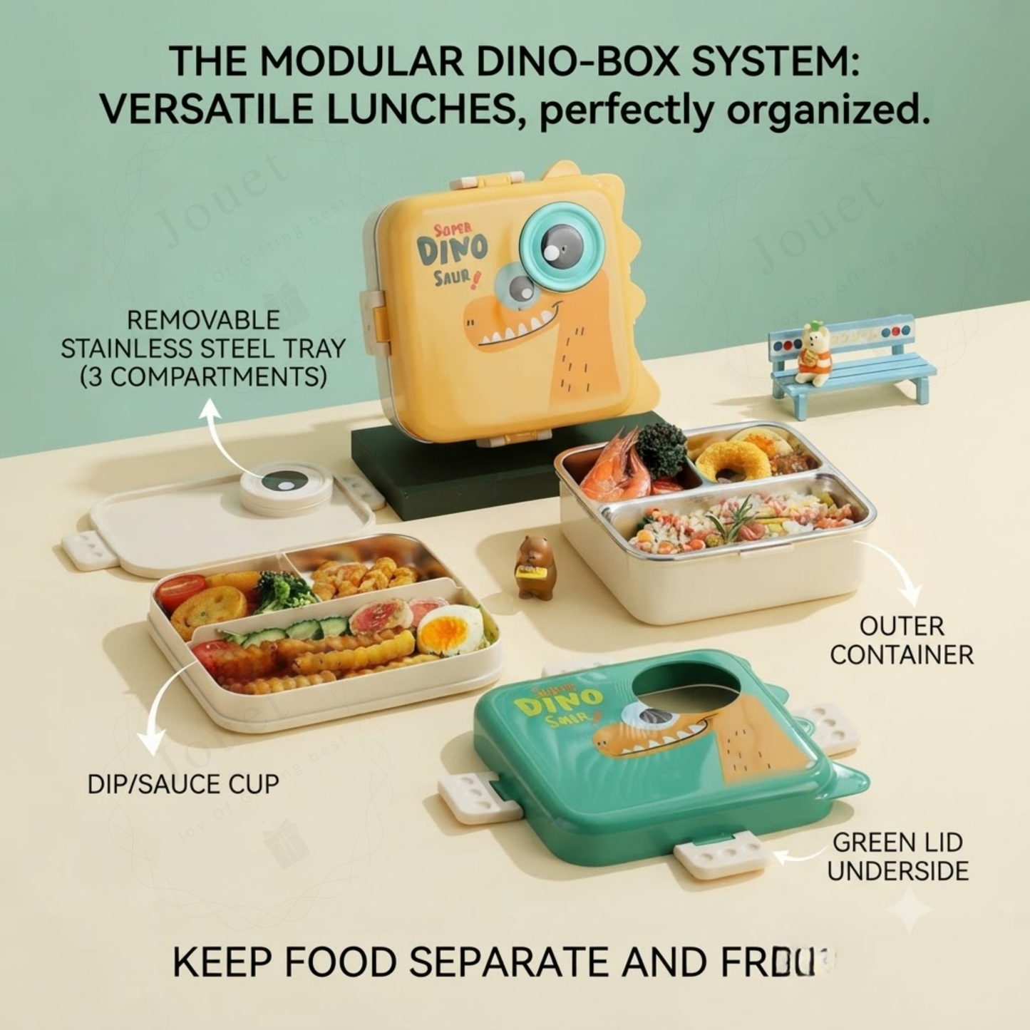 1120ml BPA-Free Kids Lunch Box with 2 Compartments & Spoon