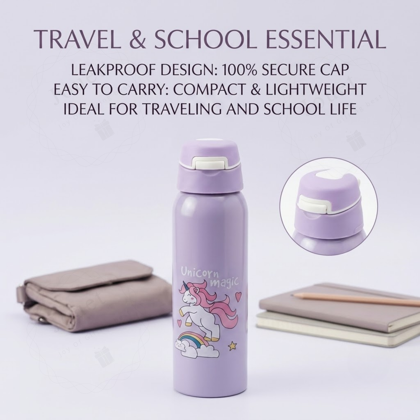 500ml Stainless Steel Kids Water Bottle with Flip Top Lid & Leakproof Design