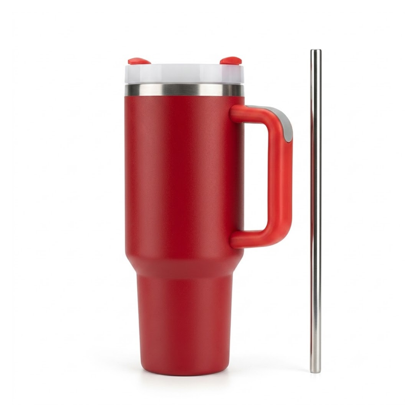 1200ml Insulated Stainless Steel Water Bottle with Handle, Steel Straw & Lid