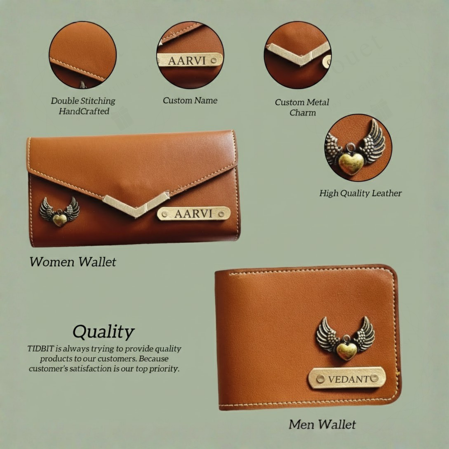 Personalized His & Hers Wallet Set with Photo Engraving, Custom Name Wallets for Couples