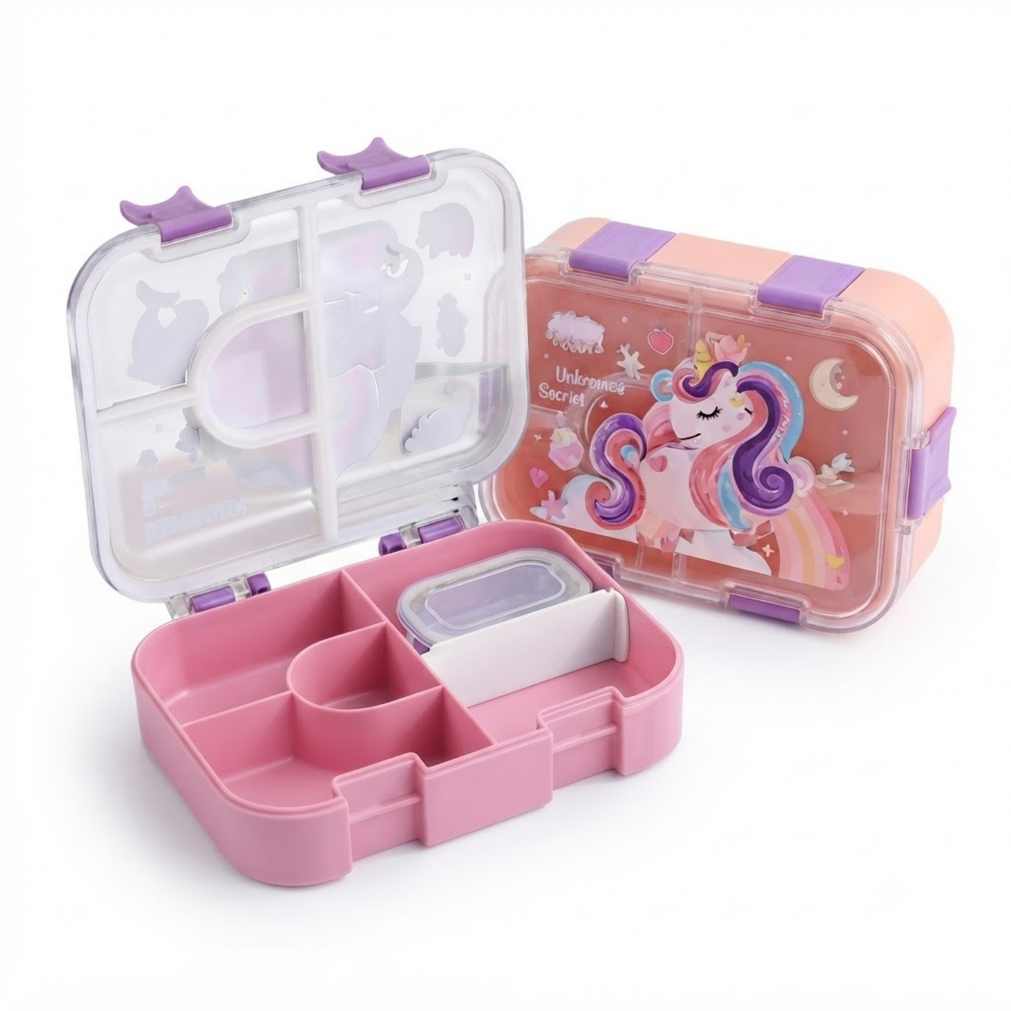 1400ml Bento Lunch Box | 4 Grid Leakproof Food Container with Bowl & Spoon