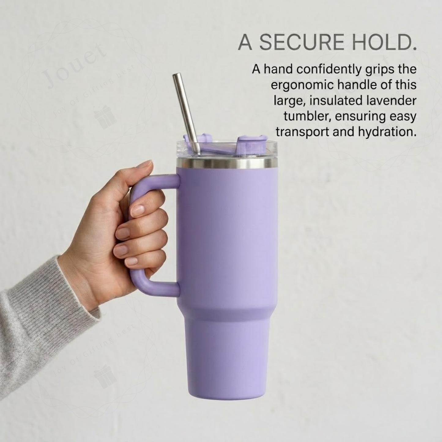 1200ml Insulated Stainless Steel Water Bottle with Handle, Steel Straw & Lid