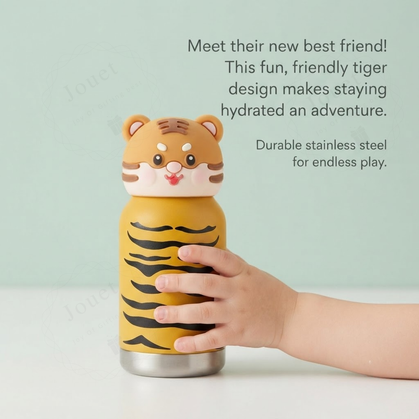 300ml Stainless Steel Kids Drinking Bottle with Animal Print Design