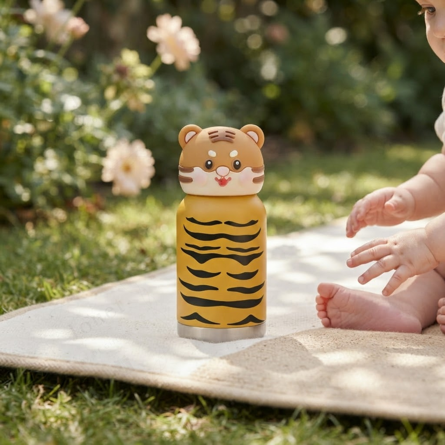 300ml Stainless Steel Kids Drinking Bottle with Animal Print Design
