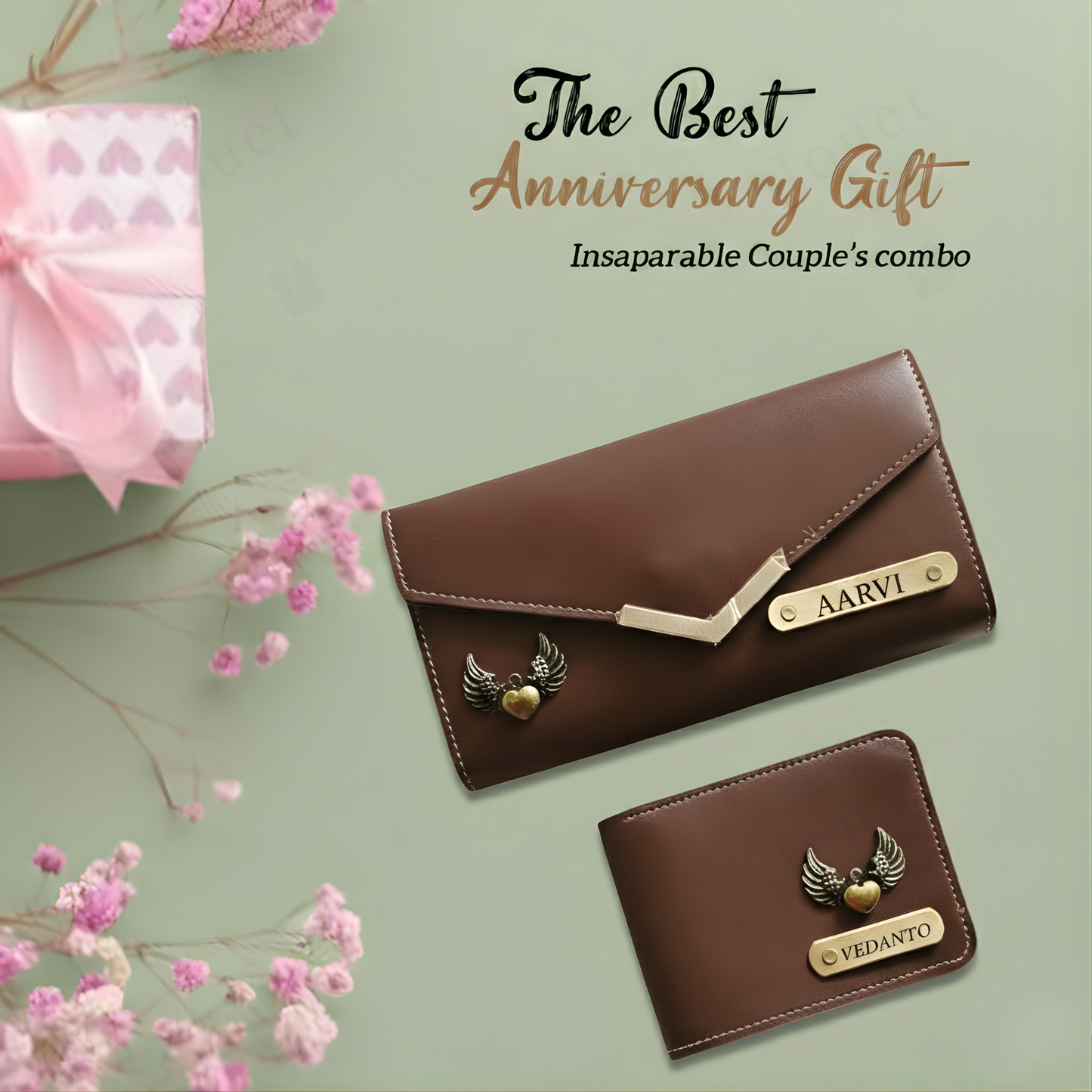 Personalized His & Hers Wallet Set with Photo Engraving, Custom Name Wallets for Couples