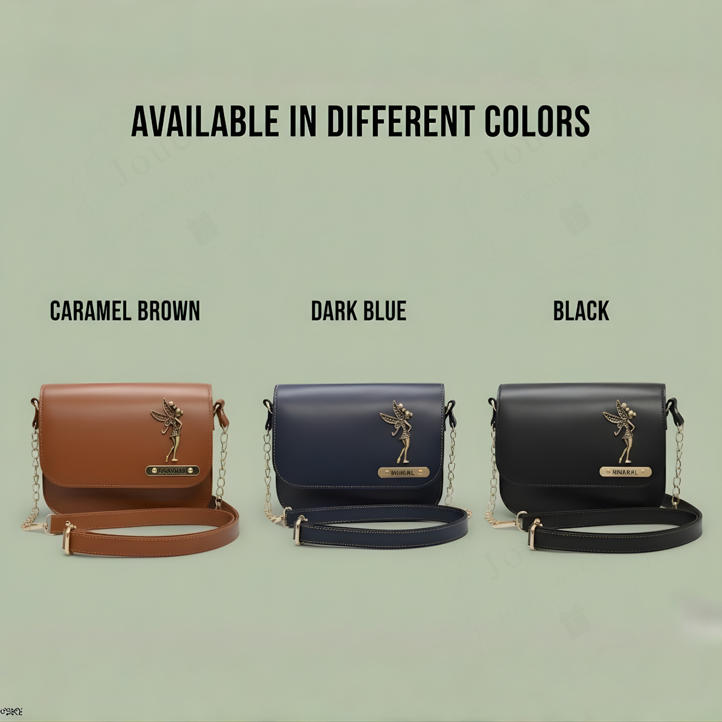 Personalized Faux Leather Sling Bag for Women with Custom Name & Charm, Mini Crossbody Bag with Chain Strap, 19.5 x 6 x 16.5 cm