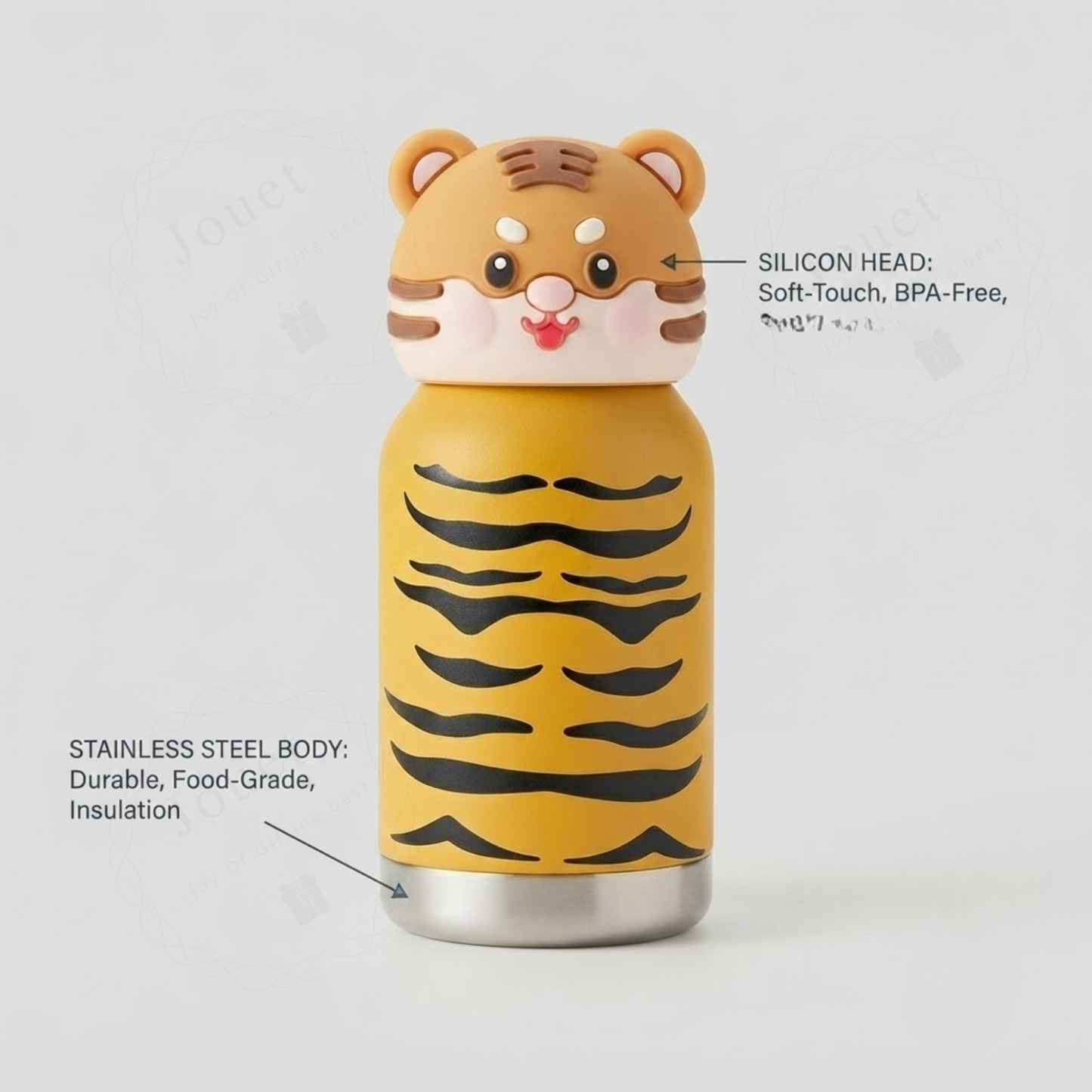 300ml Stainless Steel Kids Drinking Bottle with Animal Print Design