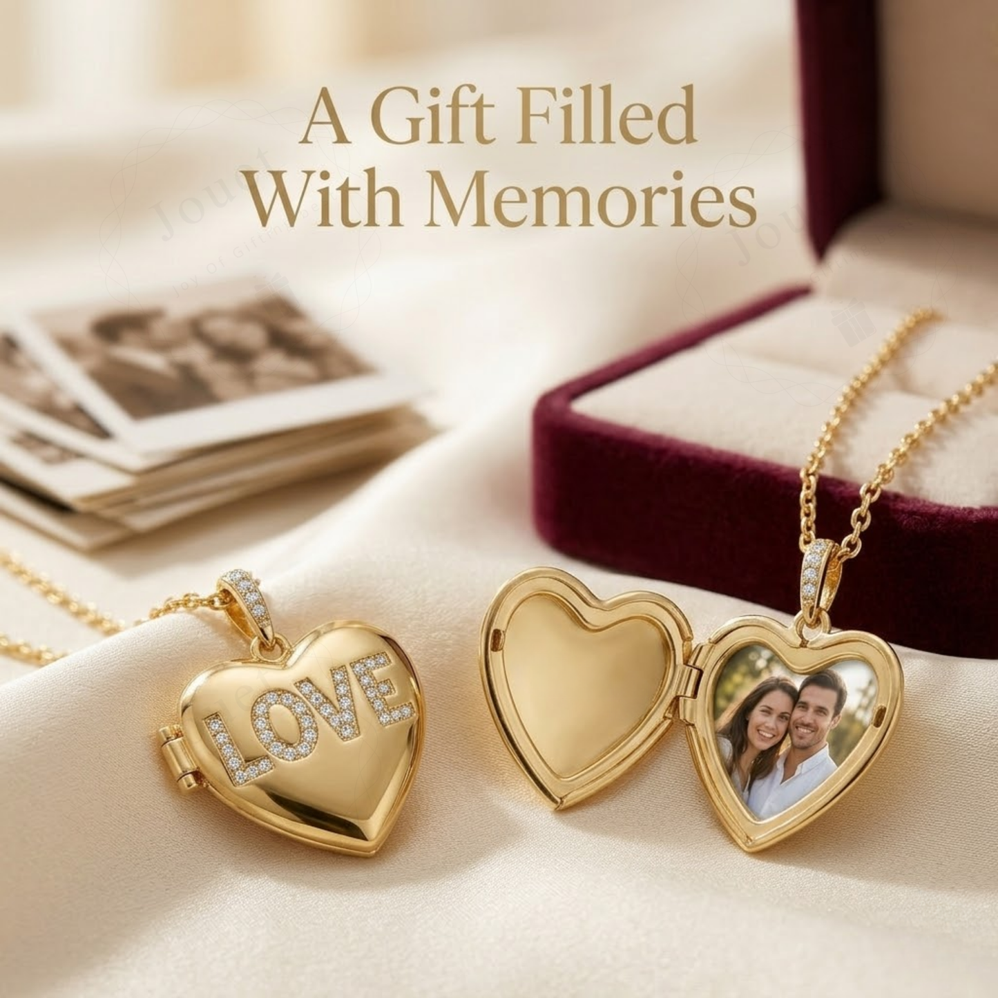 Personalized Heart Picture Locket Necklace for Women with Crystal Design, Stainless Steel Waterproof Custom Photo Pendant Gift for Her