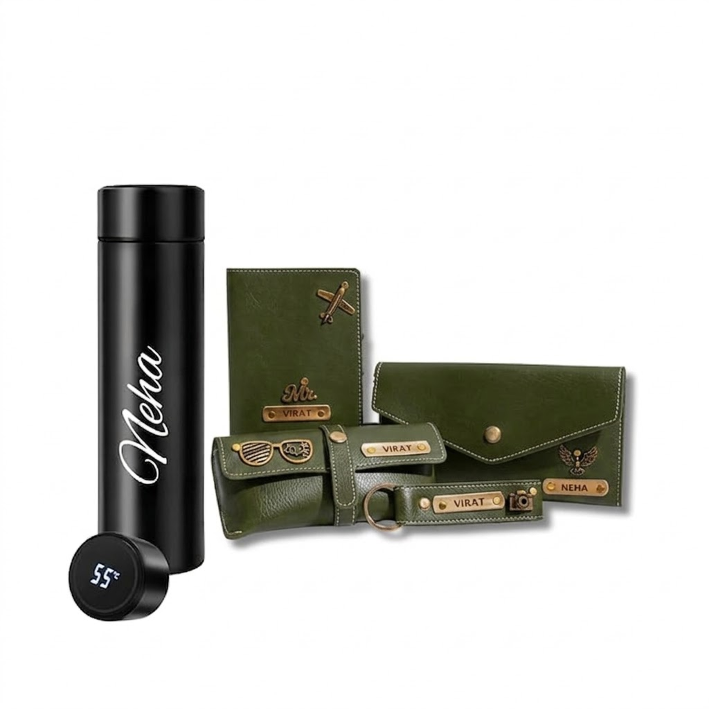 Personalized Wallet & Purse Gift Set for Women with Smart Bottle & Name Charm
