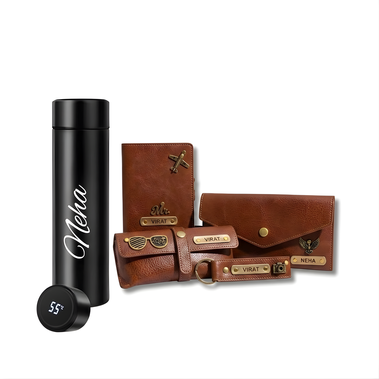 Personalized Wallet & Purse Gift Set for Women with Smart Bottle & Name Charm
