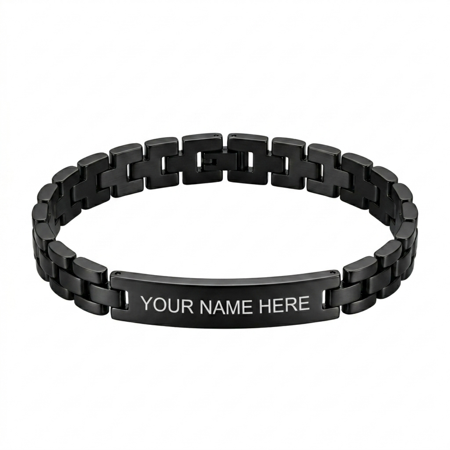 Personalized Stainless Steel ID Bar Bracelet with Engraved Name, Adjustable Box Chain Custom Jewelry Gift for Men & Women