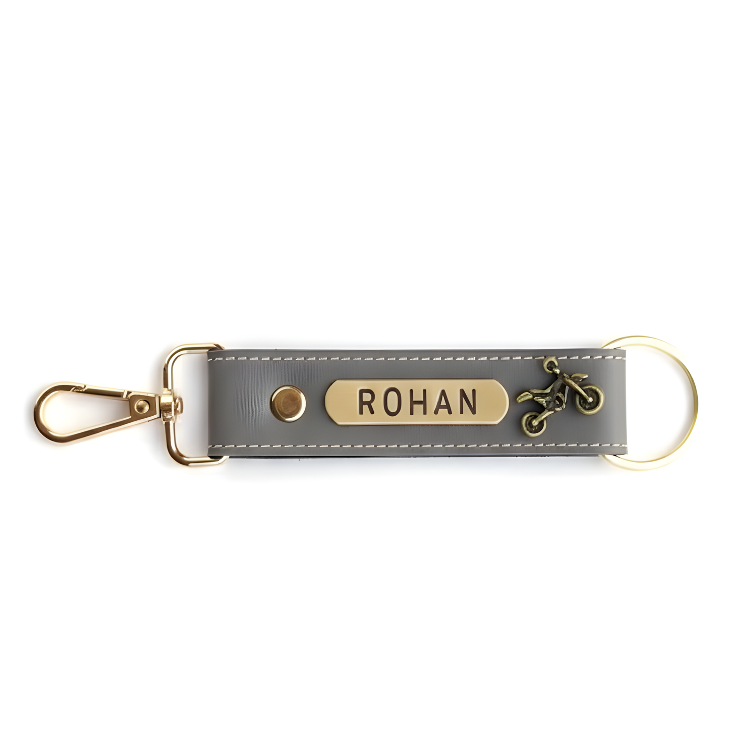 Personalized Faux Leather Keychain with Custom Name Tag & Metal Charm, Stylish Key Ring for Keys, Bags & Gifts, 2.5 × 16 cm