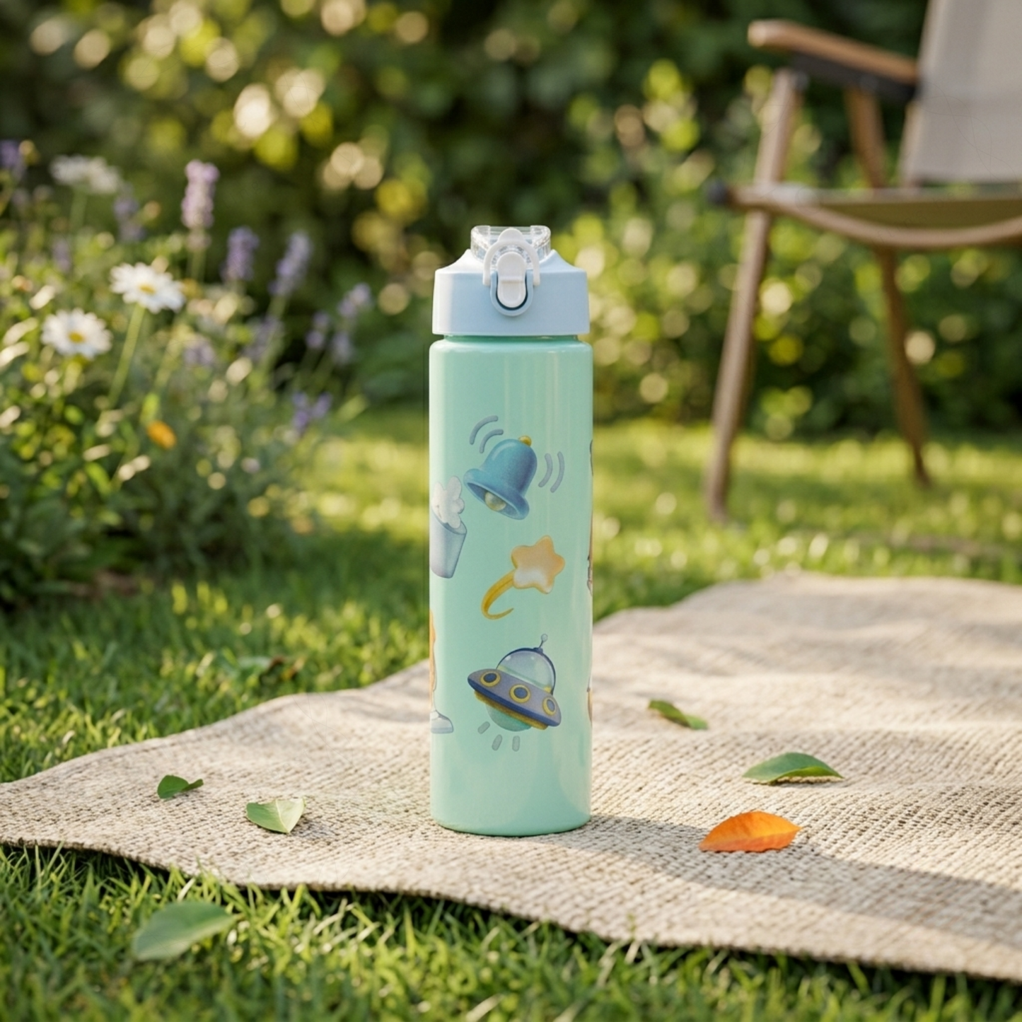 900ml Kids Water Bottle – Leakproof BPA-Free Plastic Sipper with Flip-Top Lock & Carry Strap for School, Travel & Outdoor Use