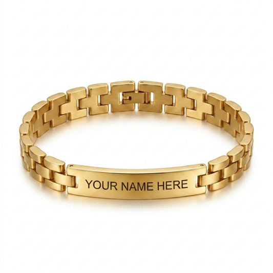 Personalized Stainless Steel ID Bar Bracelet with Engraved Name, Adjustable Box Chain Custom Jewelry Gift for Men & Women