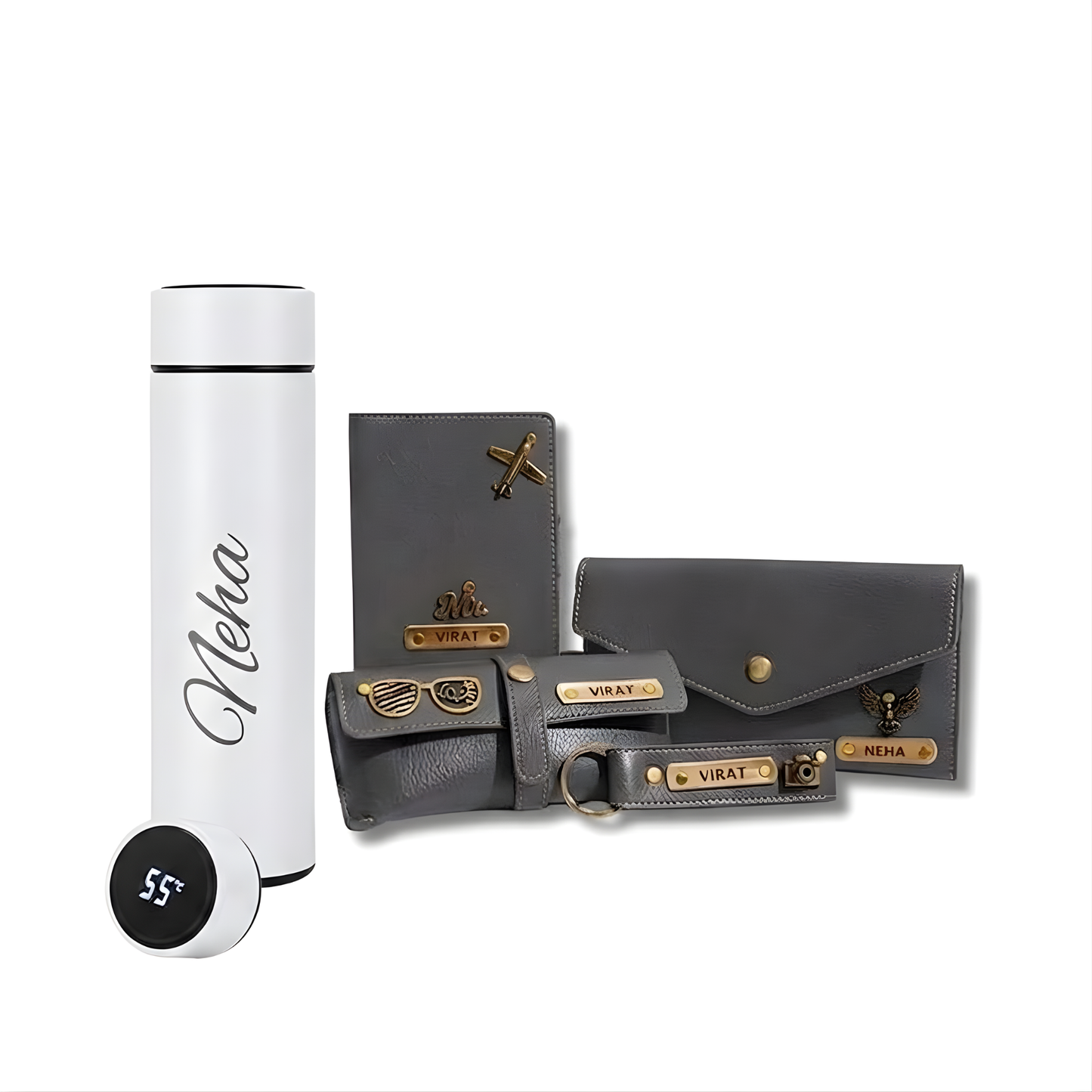 Personalized Wallet & Purse Gift Set for Women with Smart Bottle & Name Charm