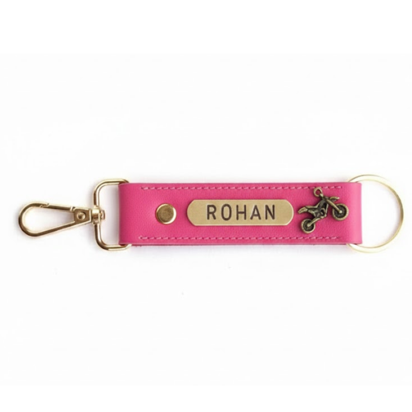 Personalized Faux Leather Keychain with Custom Name Tag & Metal Charm, Stylish Key Ring for Keys, Bags & Gifts, 2.5 × 16 cm