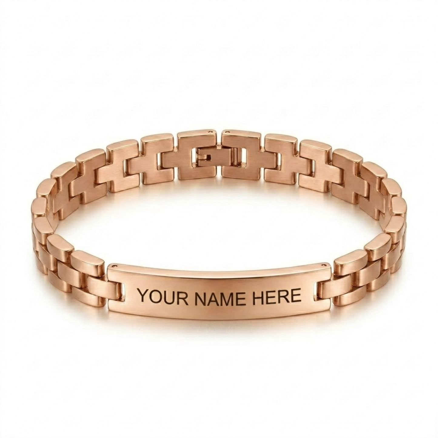 Personalized Stainless Steel ID Bar Bracelet with Engraved Name, Adjustable Box Chain Custom Jewelry Gift for Men & Women