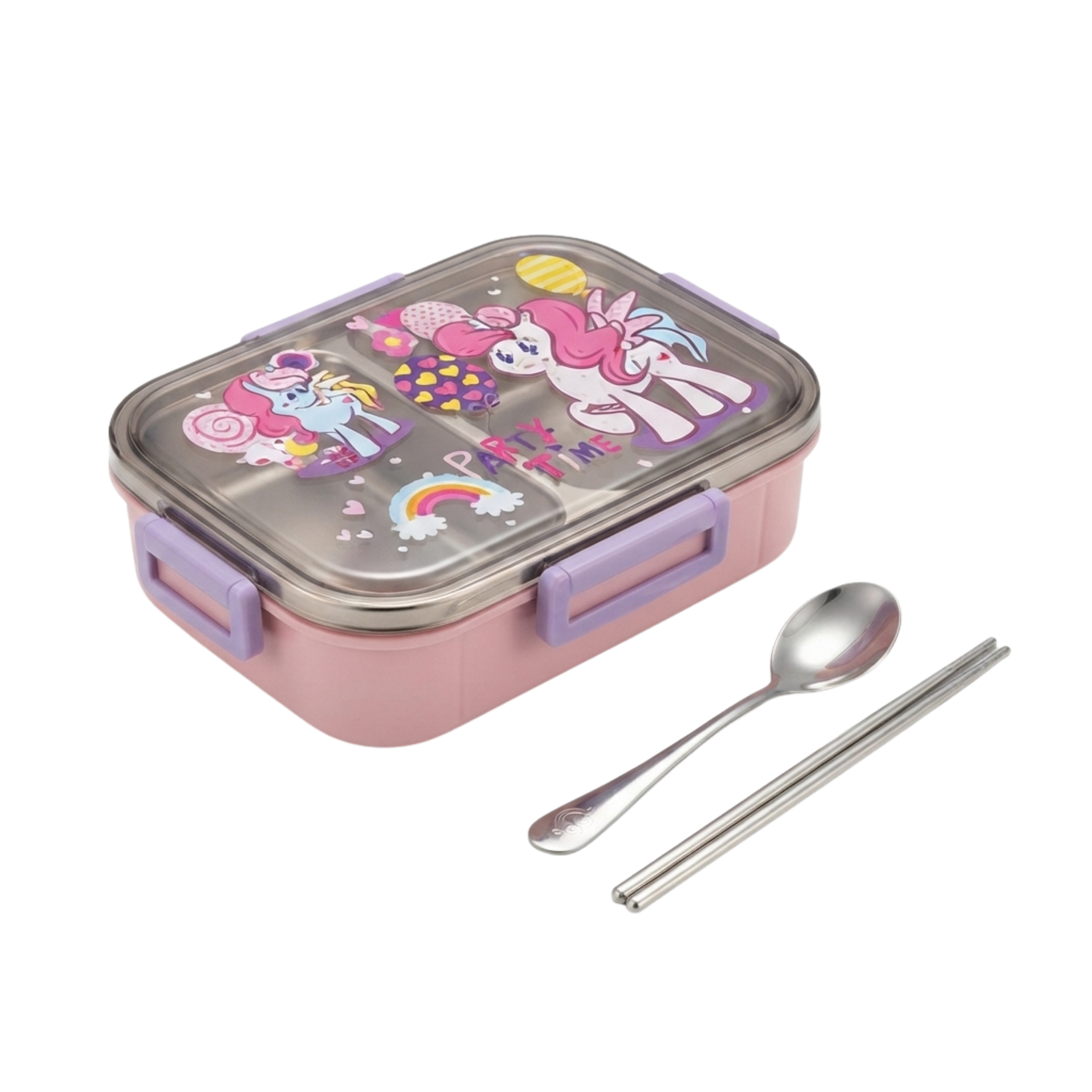 700ml 3 Compartment Stainless Steel Bento Tiffin Box for School & Office