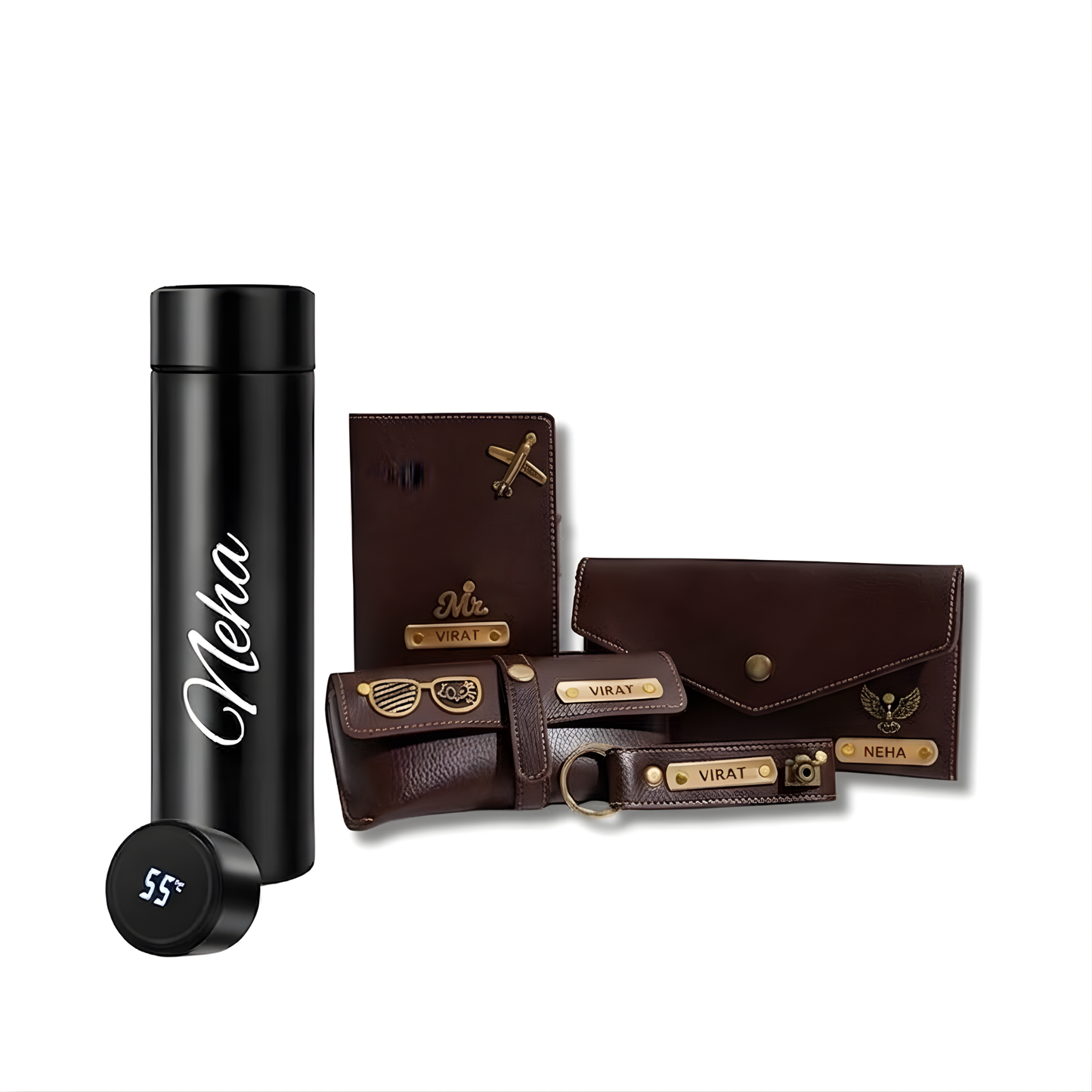Personalized Wallet & Purse Gift Set for Women with Smart Bottle & Name Charm