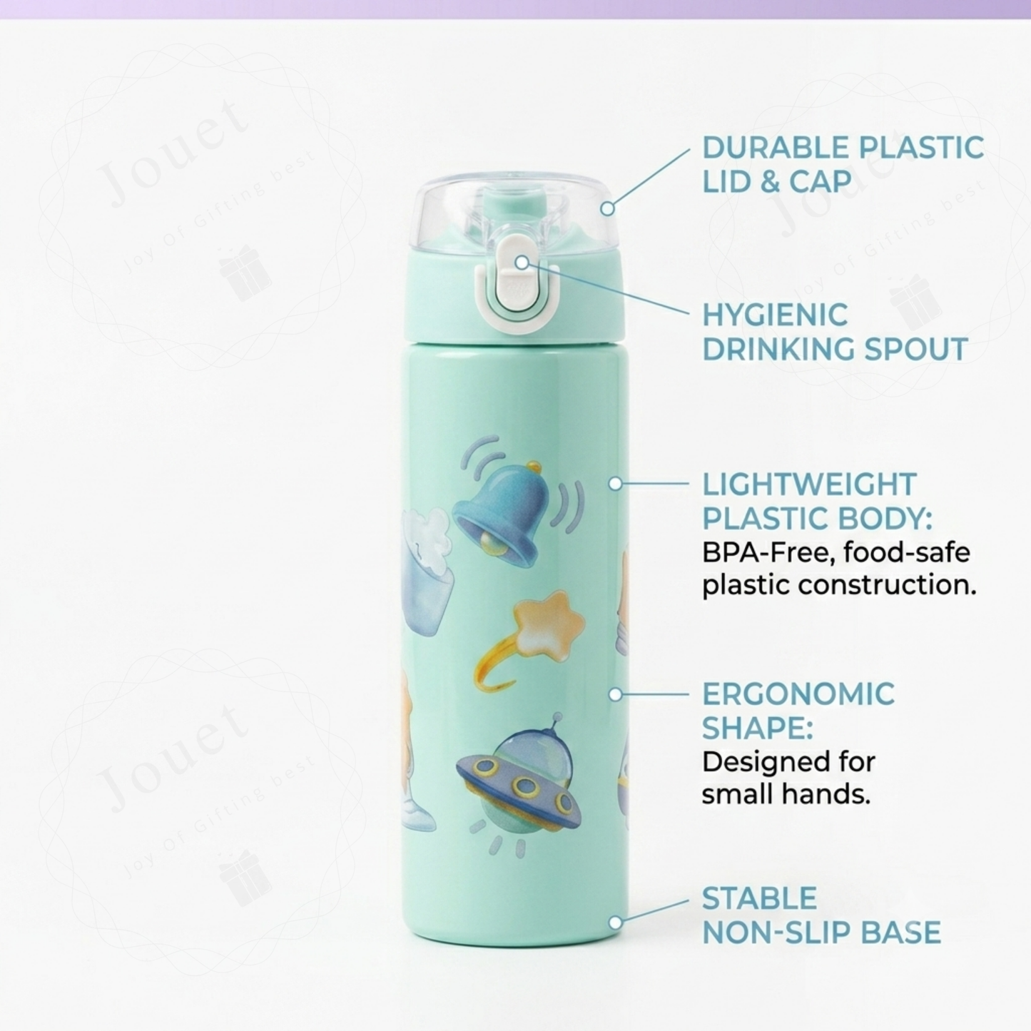 900ml Kids Water Bottle – Leakproof BPA-Free Plastic Sipper with Flip-Top Lock & Carry Strap for School, Travel & Outdoor Use