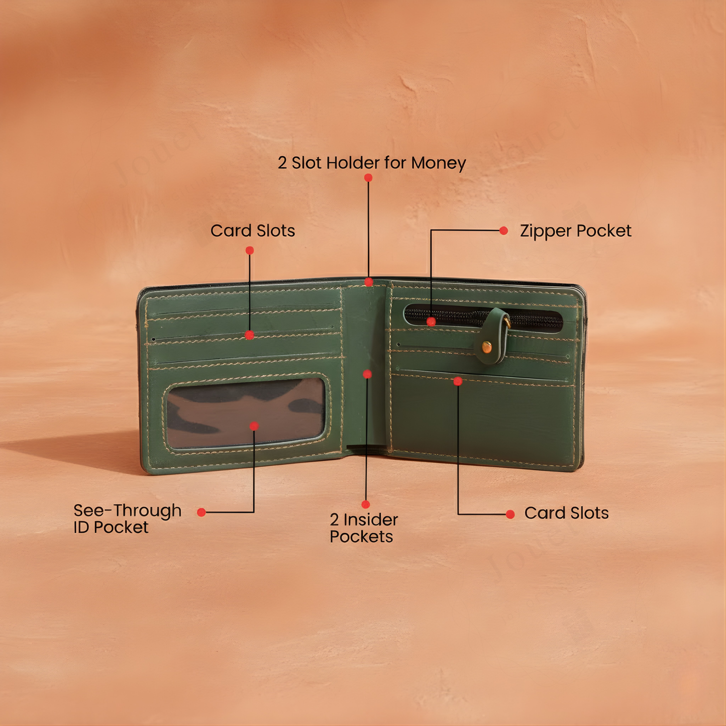 Personalized Leather Wallet for Men with Custom Name Plate & Charms, Compact Clutch Purse with Flap Closure and Multi Card Holder