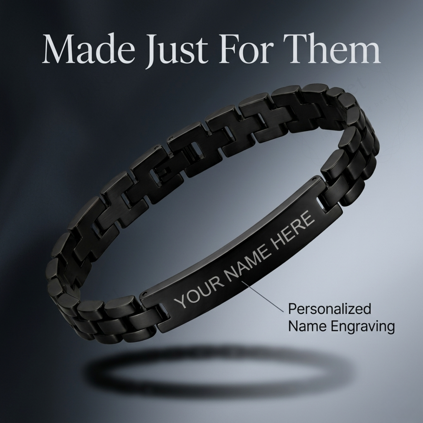 Personalized Stainless Steel ID Bar Bracelet with Engraved Name, Adjustable Box Chain Custom Jewelry Gift for Men & Women
