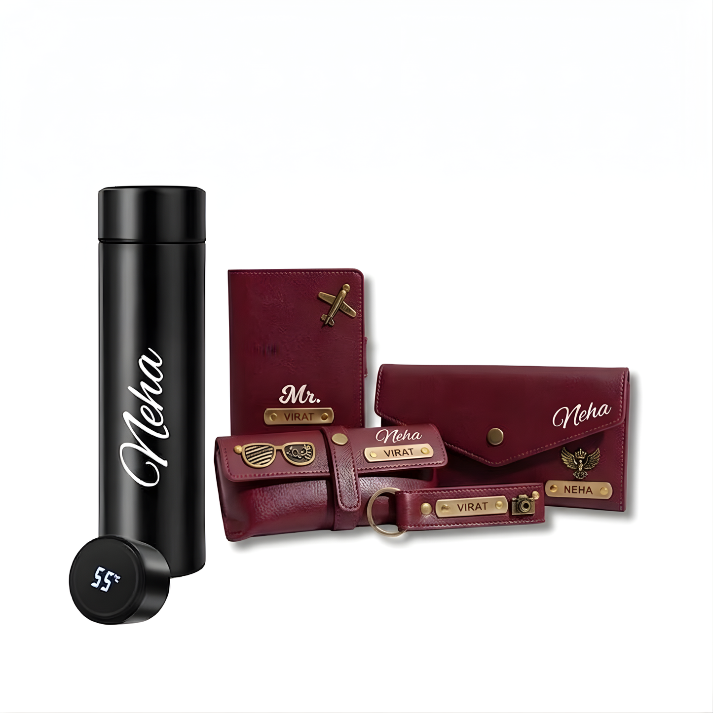Personalized Wallet & Purse Gift Set for Women with Smart Bottle & Name Charm