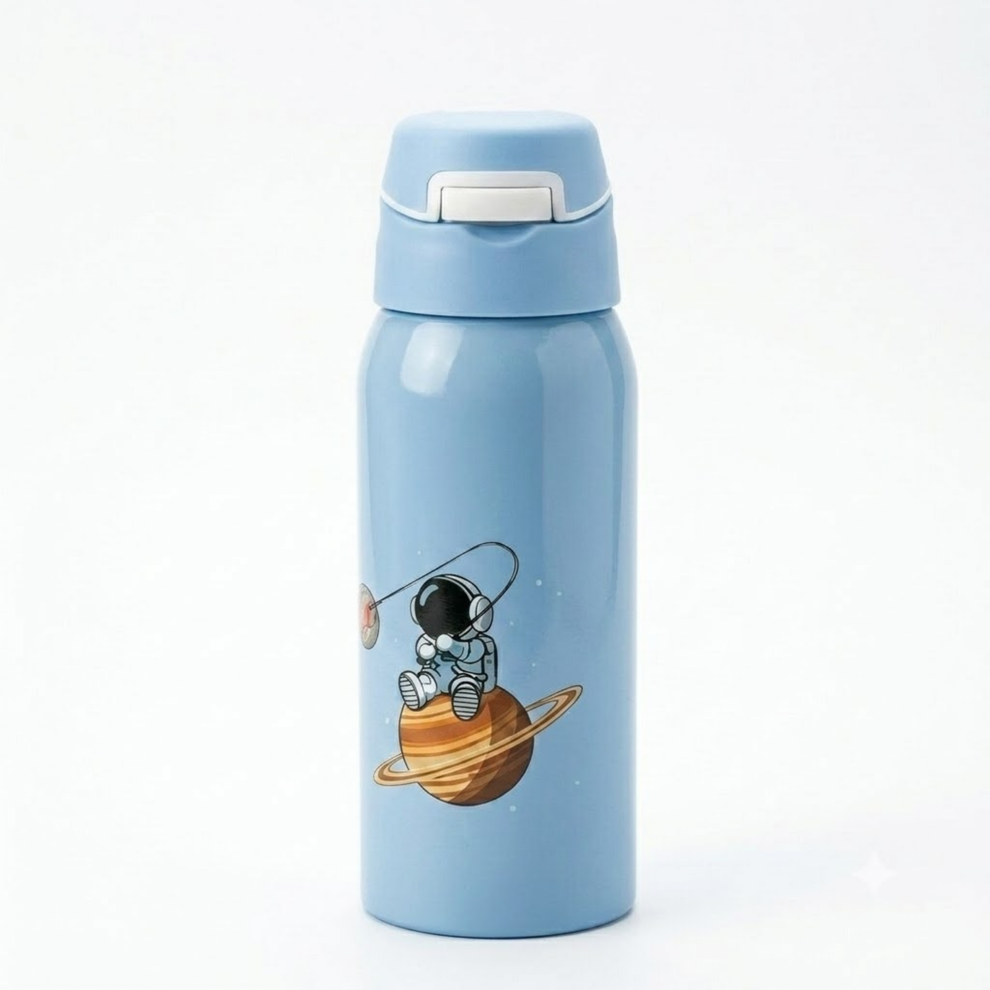 350ml Stainless Steel Kids Sipper Bottle with Flip Top Lid for School & Travel - Space design