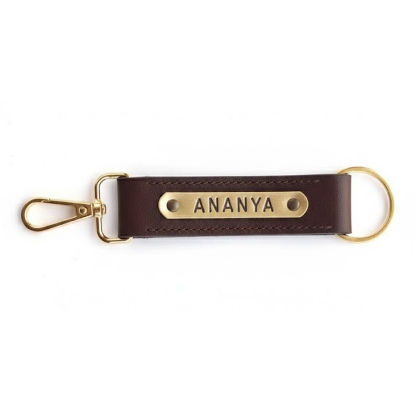 Personalized Faux Leather Keychain with Custom Name Tag & Metal Charm, Stylish Key Ring for Keys, Bags & Gifts, 2.5 × 16 cm