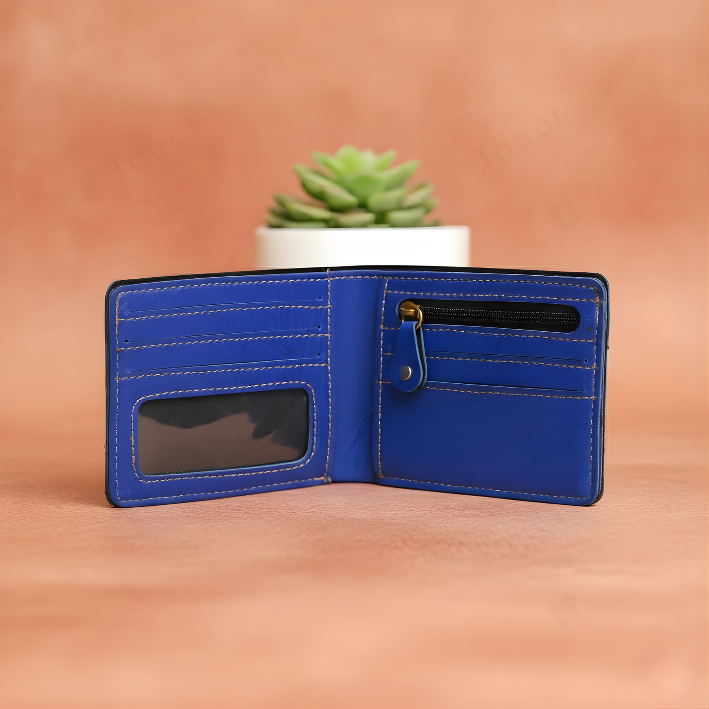 Personalized Leather Wallet for Men with Custom Name Plate & Charms, Compact Clutch Purse with Flap Closure and Multi Card Holder