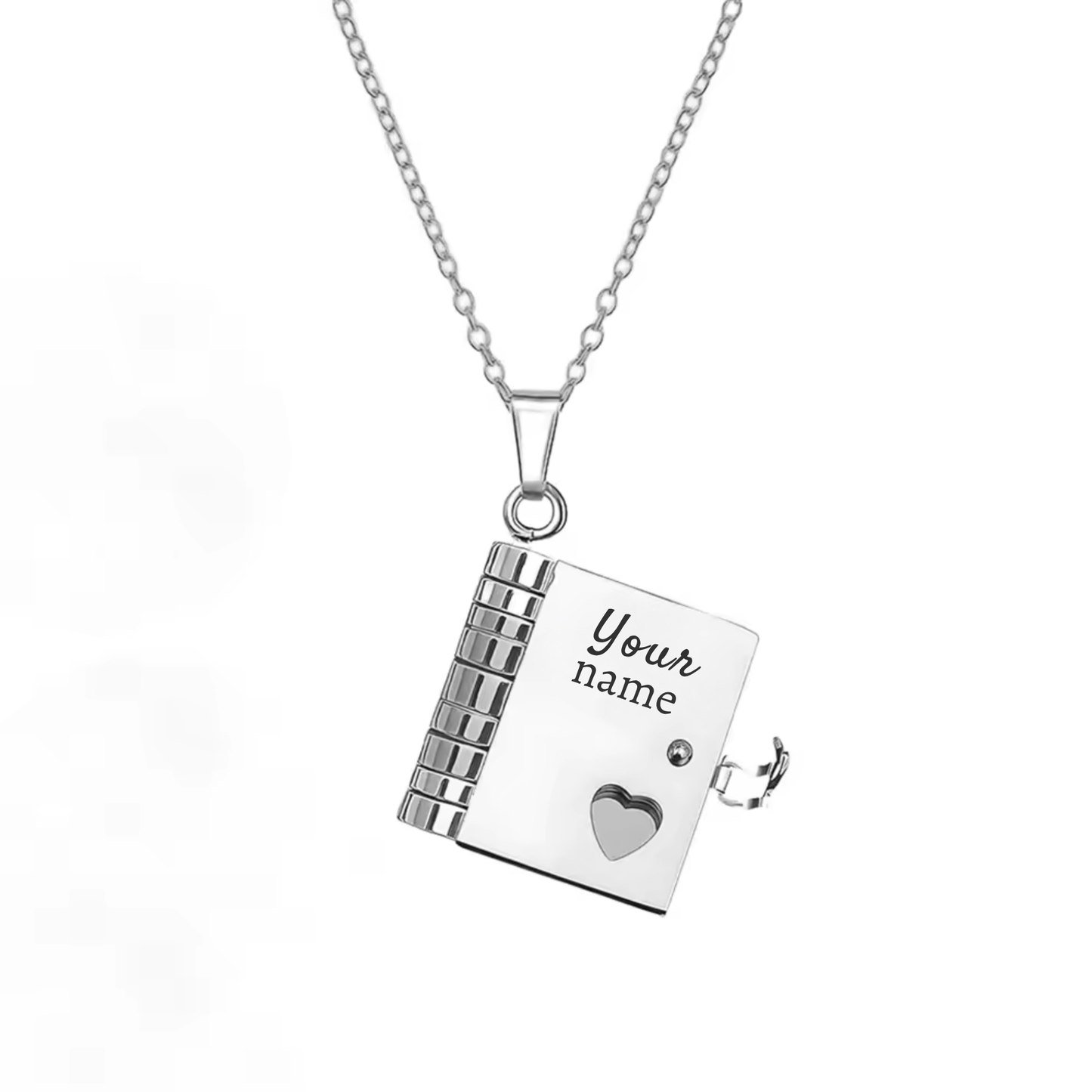 Personalized Book Locket Necklace with Custom Engraved Message, Mini Book Pendant Keepsake Jewelry Gift for Women & Men
