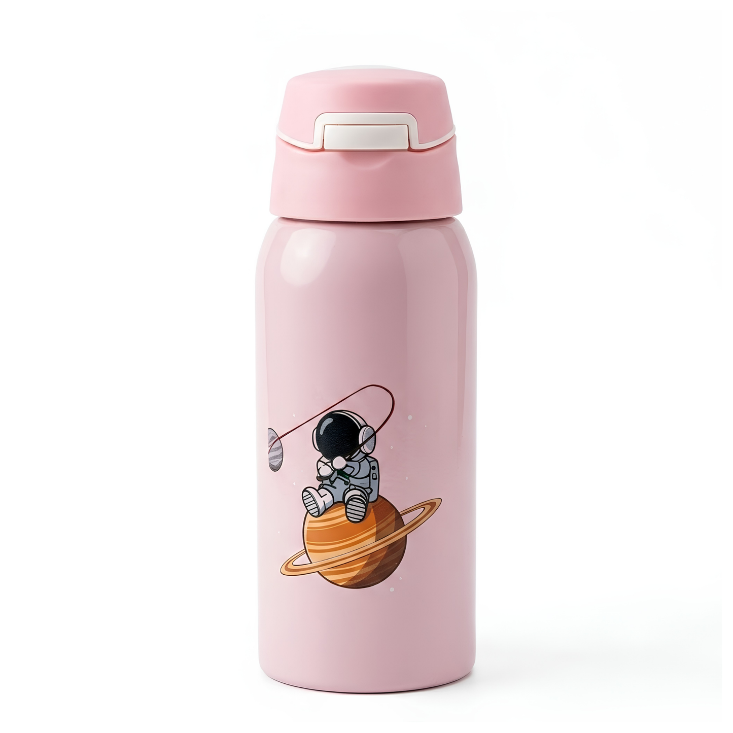 350ml Stainless Steel Kids Sipper Bottle with Flip Top Lid for School & Travel - Space design