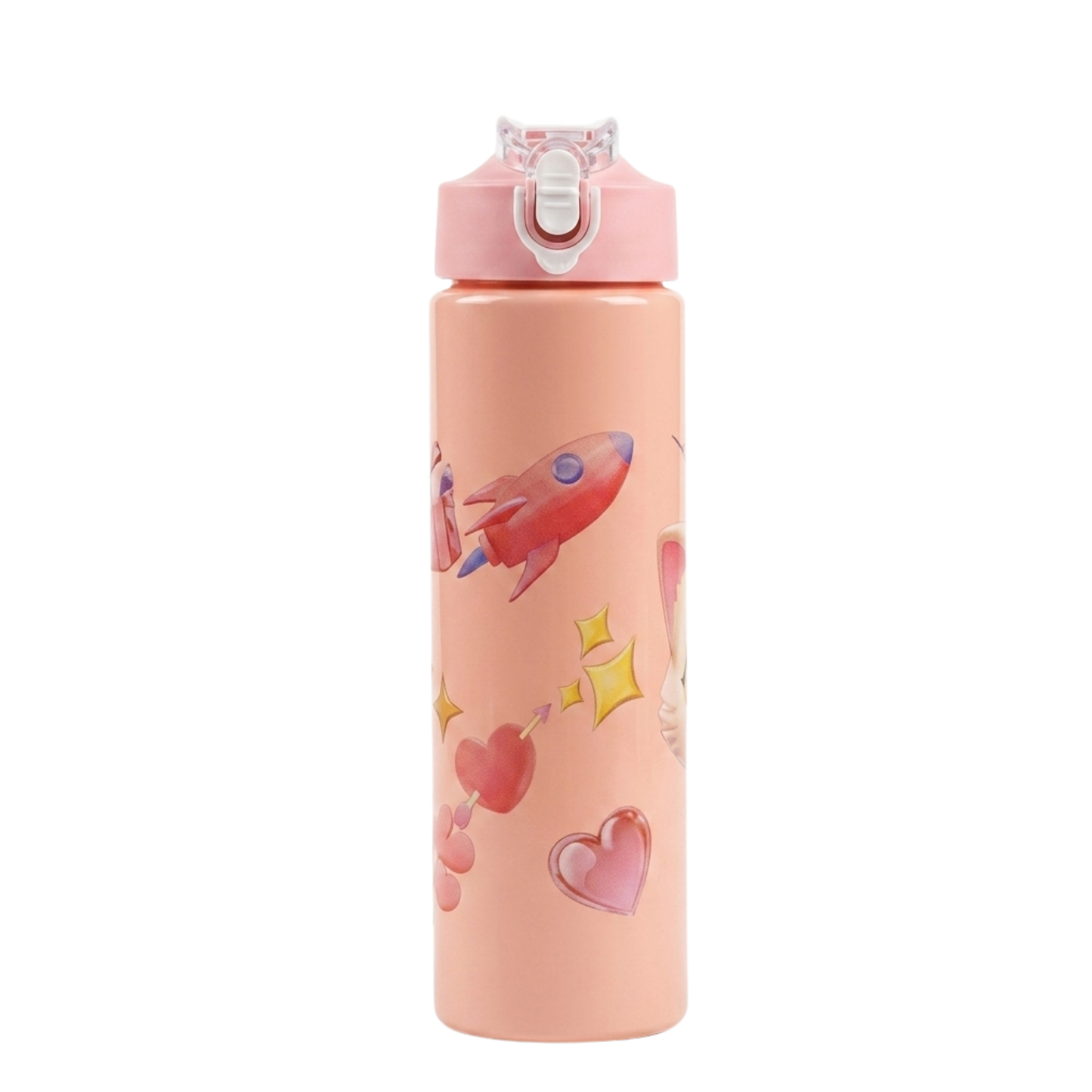 900ml Kids Water Bottle – Leakproof BPA-Free Plastic Sipper with Flip-Top Lock & Carry Strap for School, Travel & Outdoor Use