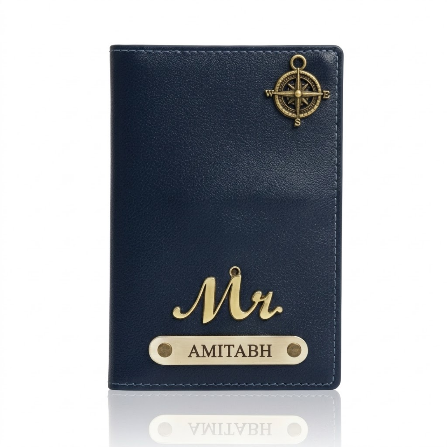 Custom Name Passport Holder with Travel Charms, Slim Faux Leather Cover for Cards & Travel Documents
