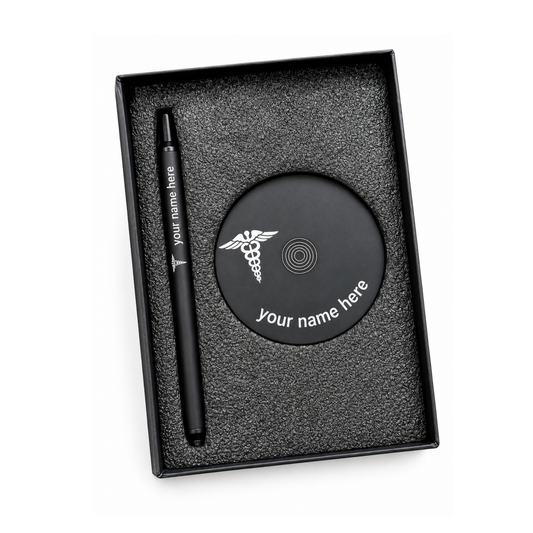 Personalised Magnetic Balancing Pen Set, Metal, Name Engraved, Premium Black, with Disk, Gift Box Included