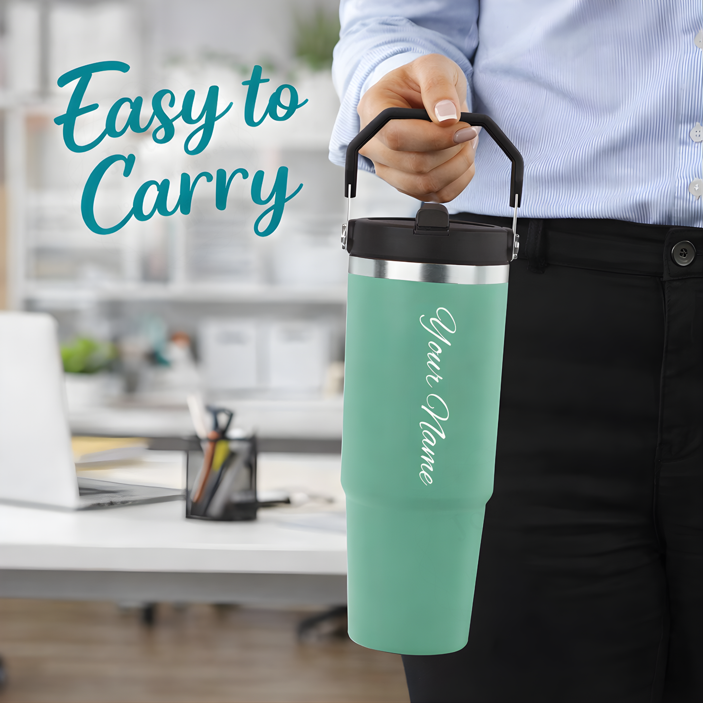 Custom Name Engraved Insulated Tumbler – 900ml Stainless Steel Travel Mug