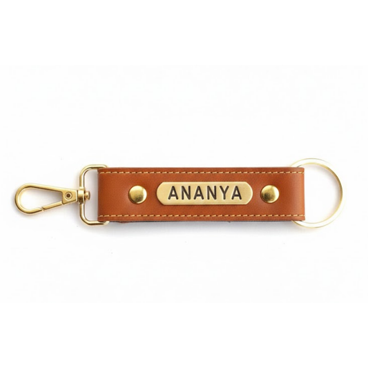 Personalized Faux Leather Keychain with Custom Name Tag & Metal Charm, Stylish Key Ring for Keys, Bags & Gifts, 2.5 × 16 cm