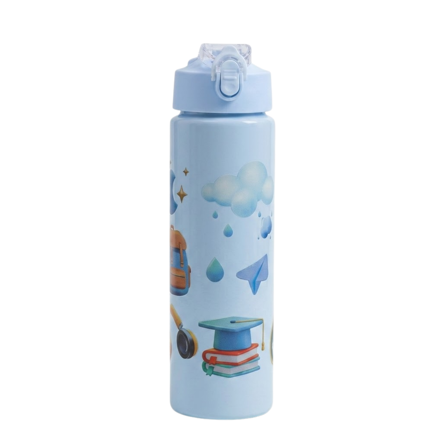900ml Kids Water Bottle – Leakproof BPA-Free Plastic Sipper with Flip-Top Lock & Carry Strap for School, Travel & Outdoor Use