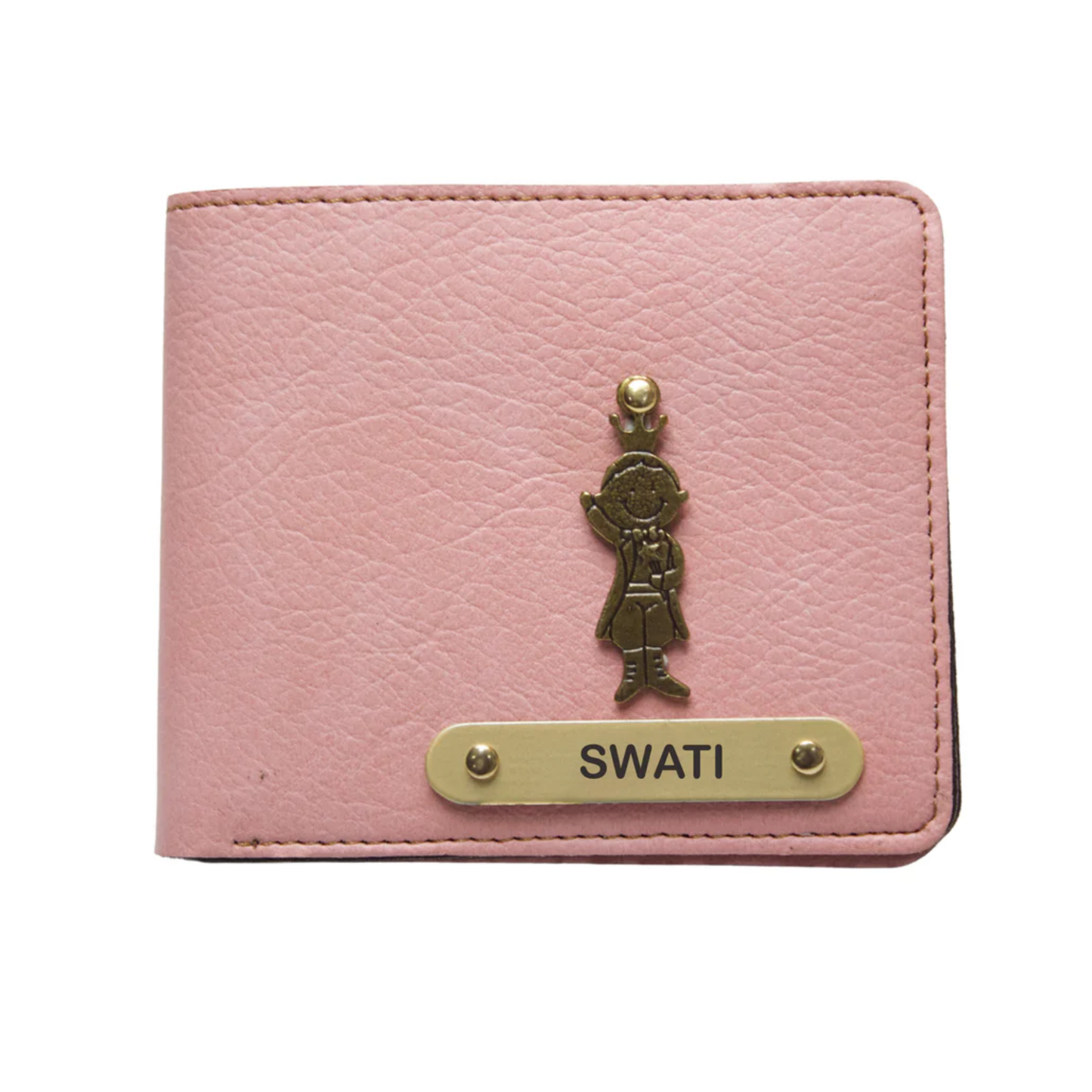 Personalized Leather Wallet for Men with Custom Name Plate & Charms, Compact Clutch Purse with Flap Closure and Multi Card Holder