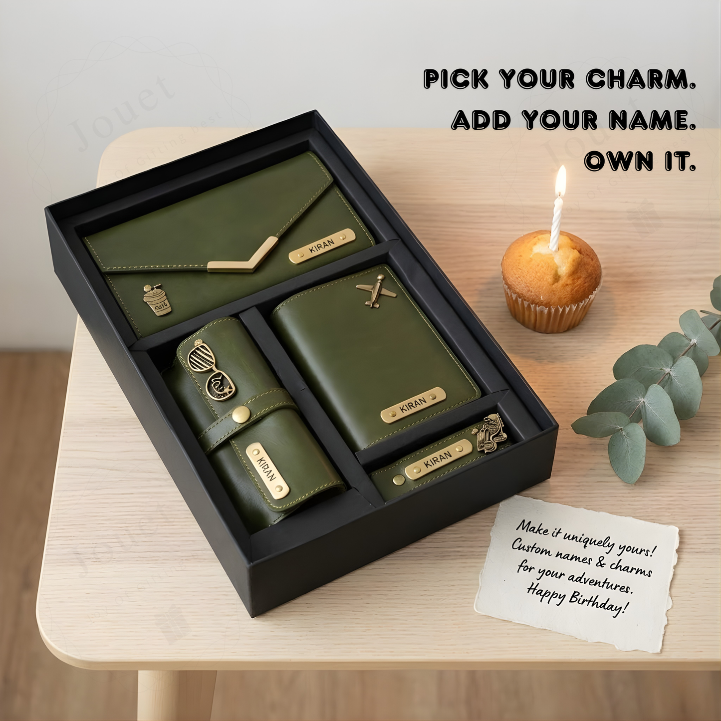 Personalized Leather Travel Gift Set for Women with Wallet, Passport Cover & Keychain, Custom Name Engraved Charm Gift