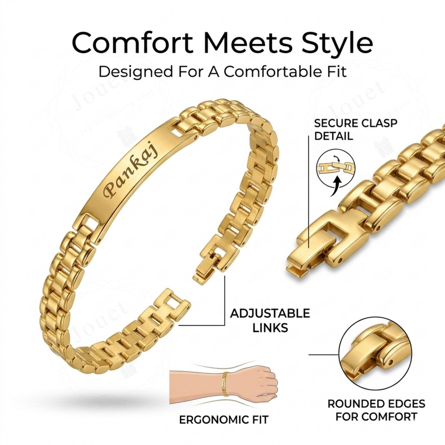 Personalized Stainless Steel ID Bar Bracelet with Engraved Name, Adjustable Box Chain Custom Jewelry Gift for Men & Women