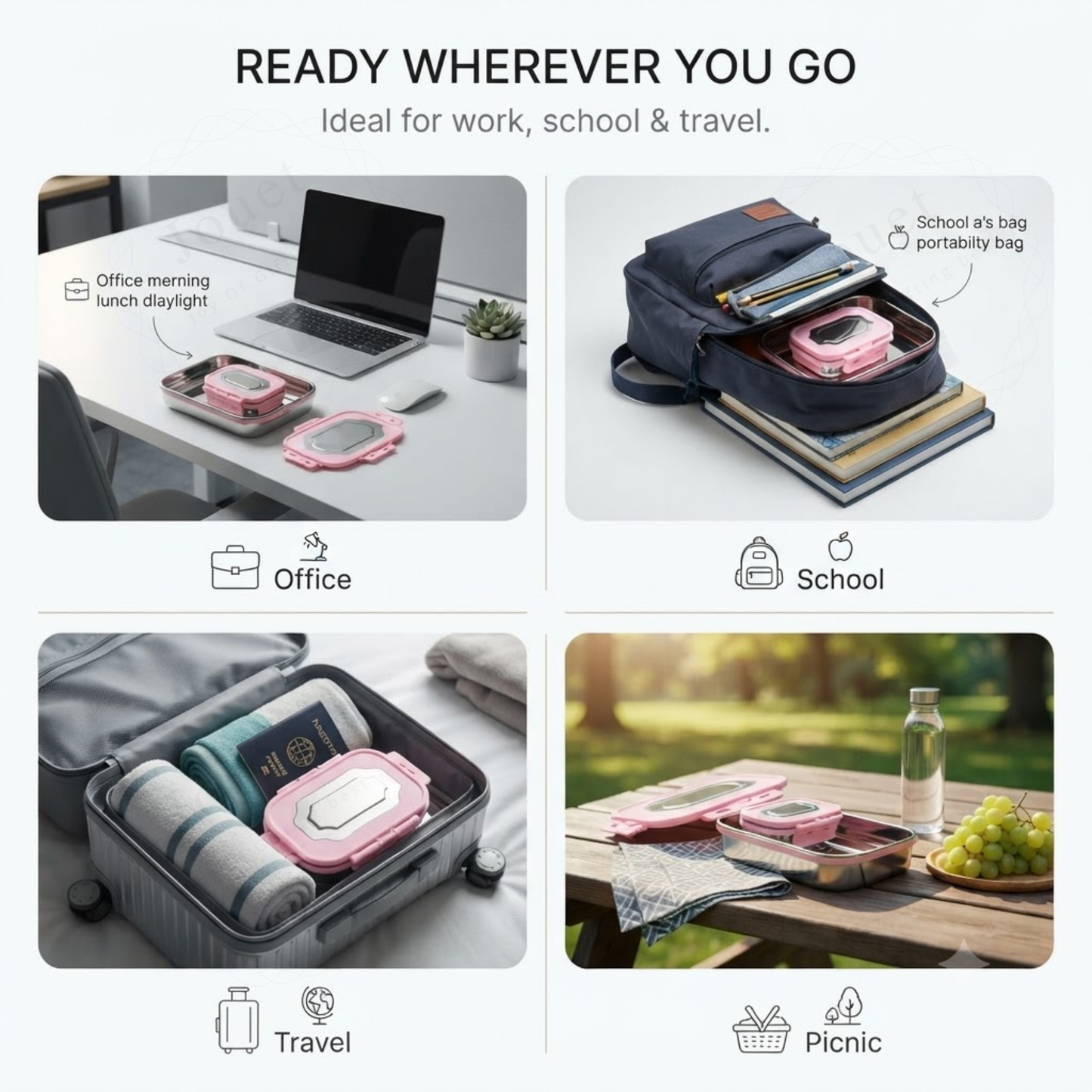 Leakproof Stainless Steel Lunch Box with Airtight Inner Container