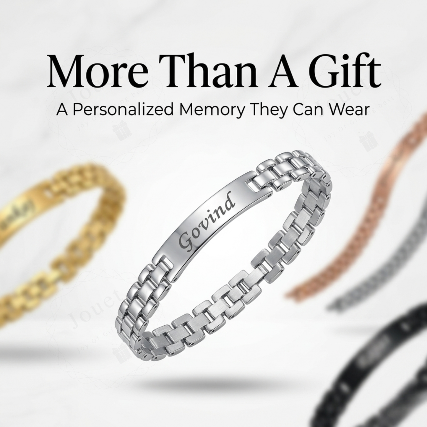 Personalized Stainless Steel ID Bar Bracelet with Engraved Name, Adjustable Box Chain Custom Jewelry Gift for Men & Women