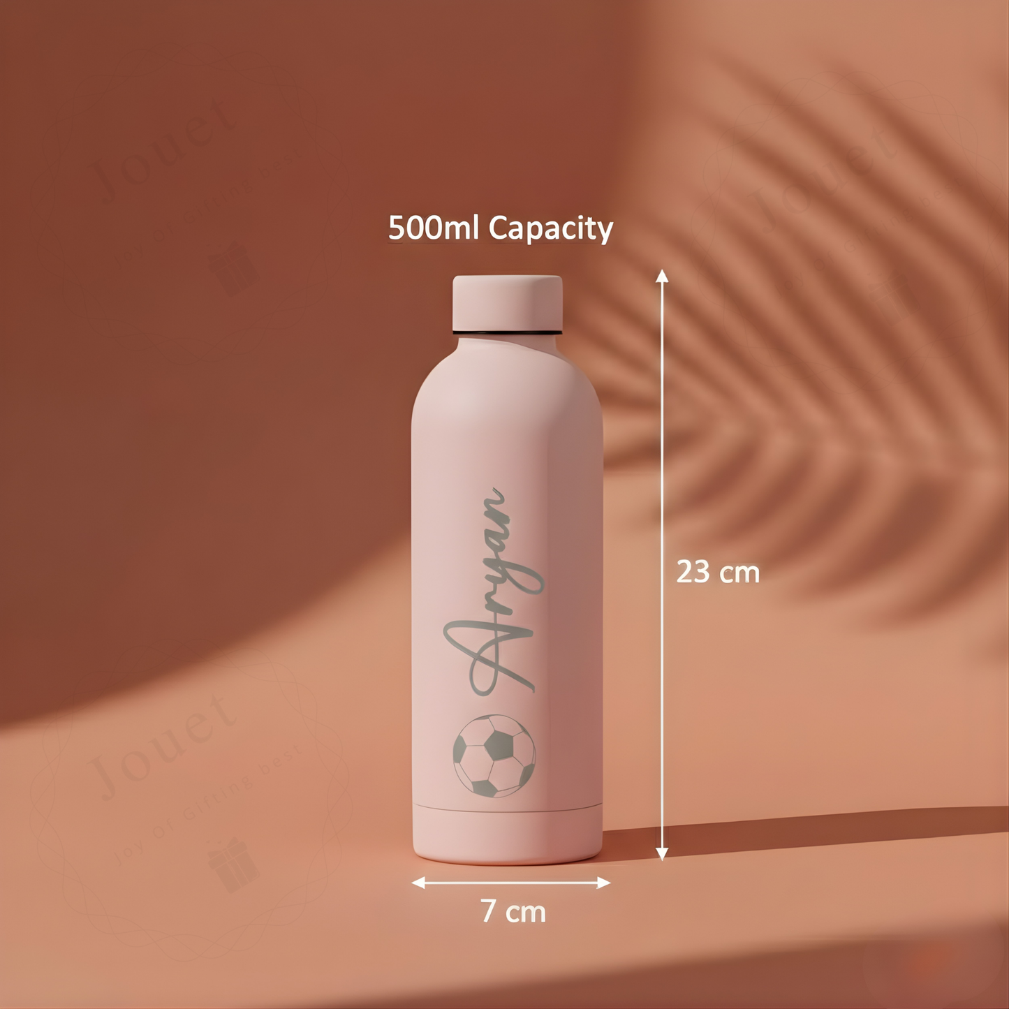 Personalized Stainless Steel Water Bottle 500ml with Custom Name Cap, Leakproof Reusable Bottle for School, Office, Gym & Travel