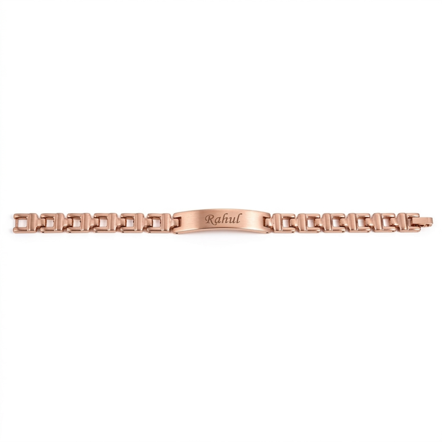 Personalized Brass ID Bar Bracelet with Engraved Name, Adjustable Chain, High Gloss Finish, Custom Unisex Jewelry Gift