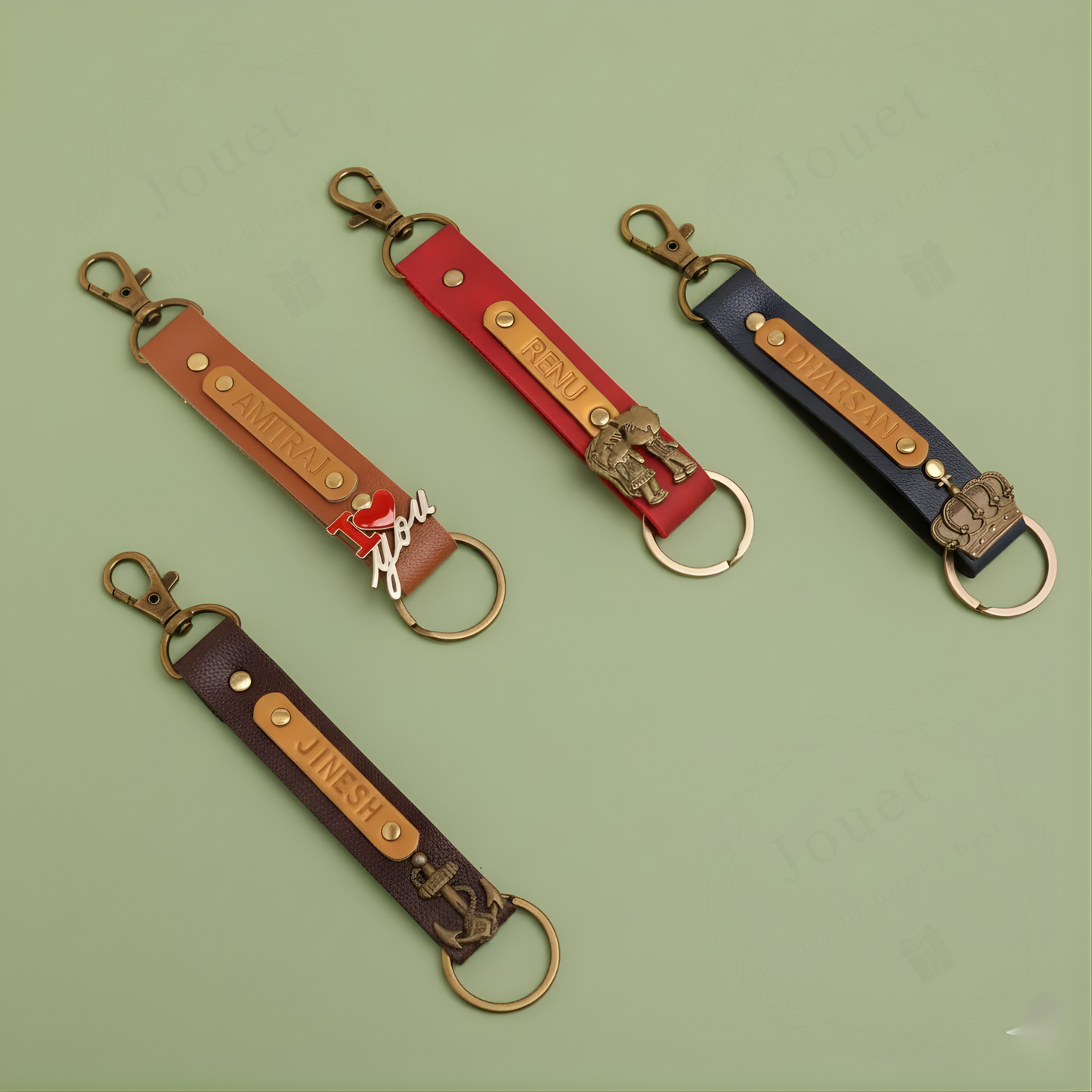 Personalized Faux Leather Keychain with Custom Name Tag & Metal Charm, Stylish Key Ring for Keys, Bags & Gifts, 2.5 × 16 cm